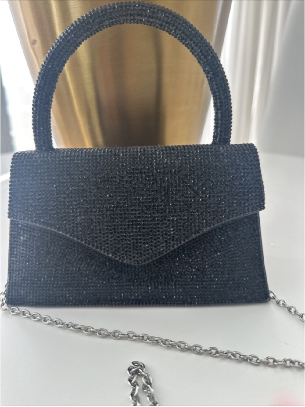 SteveMaden Bag for Women Strass Black With Silver Chain